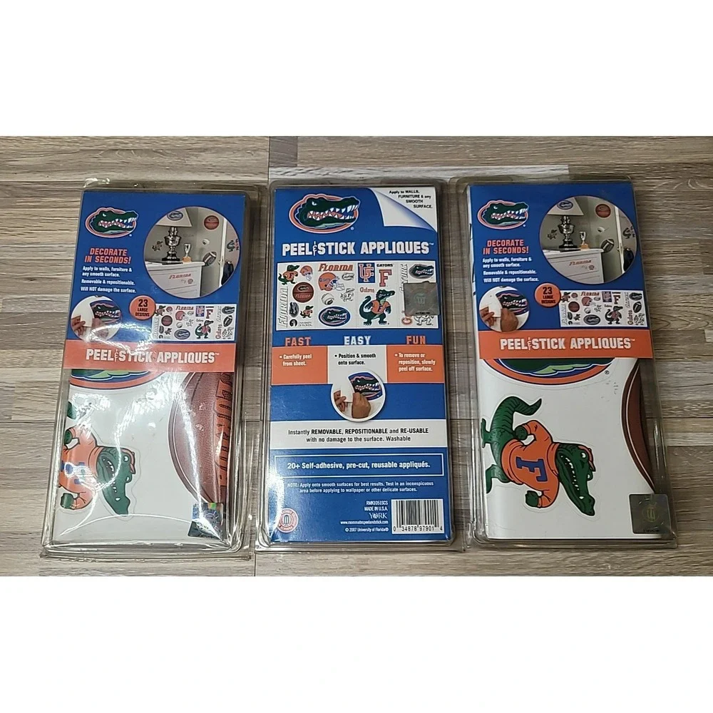 HUGE LOT of Florida Gators Decor! 5 Team Flags,‎ 4 Sets of Wall Decals ALL NEW